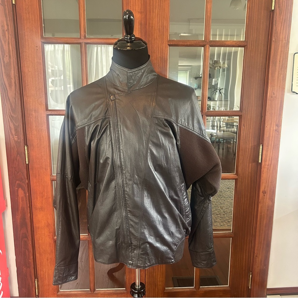 Vintage 1980's 1990's Sergio Valente Leather Light Jacket Zip Bomber Jacket